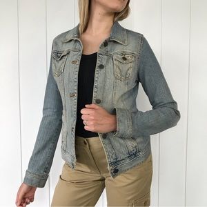Hollister stone washed Denim Jean jacket Sz L
